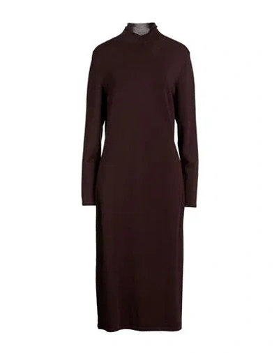 Weekend Max Mara Woman Midi Dress Dark Brown Size Xl Acrylic, Wool, Polyamide, Elastane