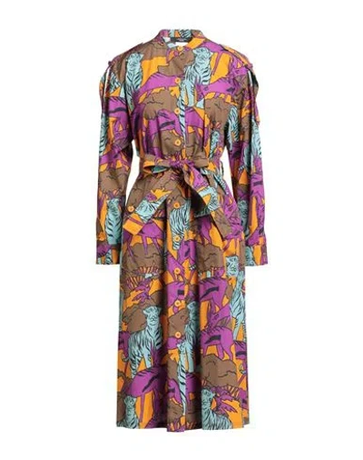Weekend Max Mara Woman Midi Dress Mauve Size 8 Cotton In Multi