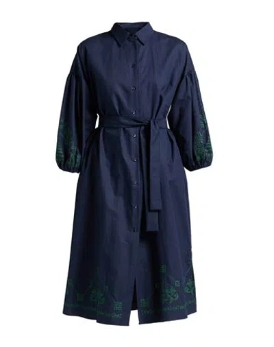 Weekend Max Mara Woman Midi Dress Midnight Blue Size 10 Cotton, Linen