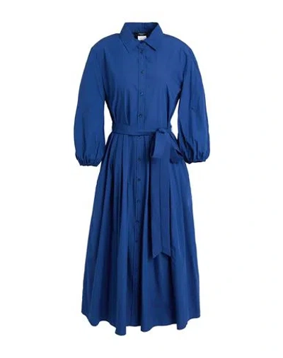 Weekend Max Mara Woman Midi Dress Navy Size 12 Cotton In Blue