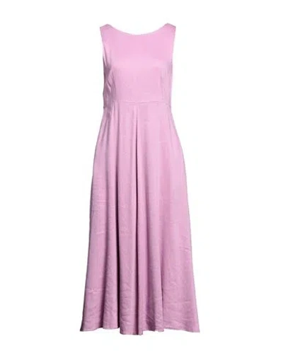 Weekend Max Mara Woman Midi Dress Pink Size 10 Linen, Viscose, Elastane