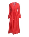 Weekend Max Mara Woman Midi Dress Red Size 0 Viscose, Linen In Red