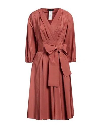 Weekend Max Mara Woman Midi Dress Rust Size 10 Polyester, Cotton In Red