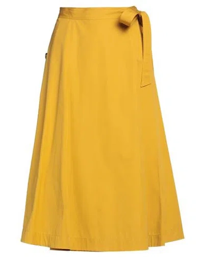 Weekend Max Mara Woman Midi Skirt Marigold Size 10 Cotton In Yellow
