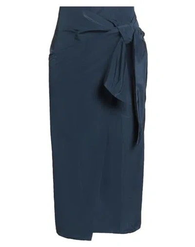 Weekend Max Mara Woman Midi Skirt Navy Size 4 Polyester, Cotton In Blue