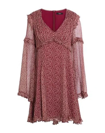 Weekend Max Mara Woman Mini Dress Burgundy Size 10 Silk In Red