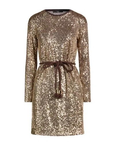 Weekend Max Mara Woman Mini Dress Gold Size Xl Polyester, Elastane In Brown
