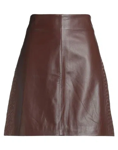 Weekend Max Mara Woman Mini Skirt Brown Size 12 Lambskin