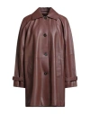 Weekend Max Mara Woman Overcoat & Trench Coat Brown Size 10 Lambskin In Brown