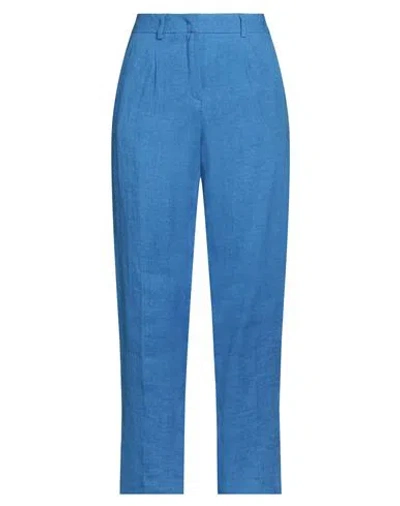 Weekend Max Mara Woman Pants Azure Size 4 Linen In Blue