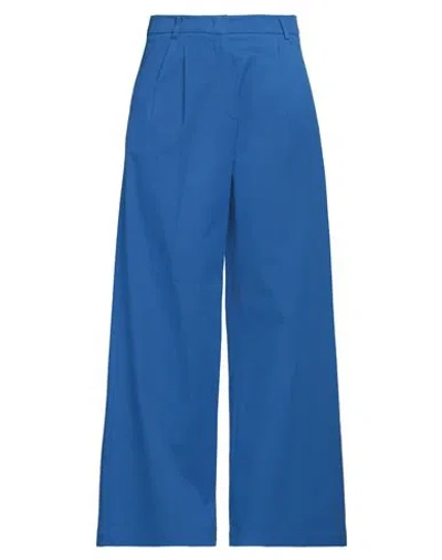 Weekend Max Mara Woman Pants Bright Blue Size 10 Cotton, Elastane