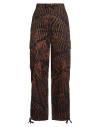 Weekend Max Mara Woman Pants Brown Size 12 Cotton In Animal Print