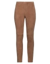 Weekend Max Mara Woman Pants Camel Size 4 Goat Skin, Viscose, Polyamide, Elastane
