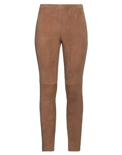 Weekend Max Mara Woman Pants Camel Size 4 Goat Skin, Viscose, Polyamide, Elastane