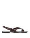Weekend Max Mara Woman Sandals Dark Brown Size 8 Leather