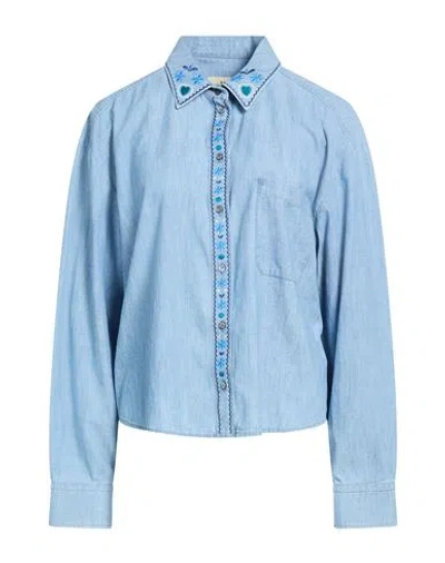 Weekend Max Mara Woman Shirt Light Blue Size 14 Cotton