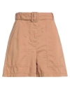 Weekend Max Mara Woman Shorts & Bermuda Shorts Camel Size 12 Cotton, Linen In Sand