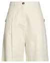 Weekend Max Mara Woman Shorts & Bermuda Shorts Ivory Size 12 Cotton, Linen
