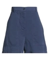Weekend Max Mara Woman Shorts & Bermuda Shorts Navy Size 12 Cotton, Linen In Blue
