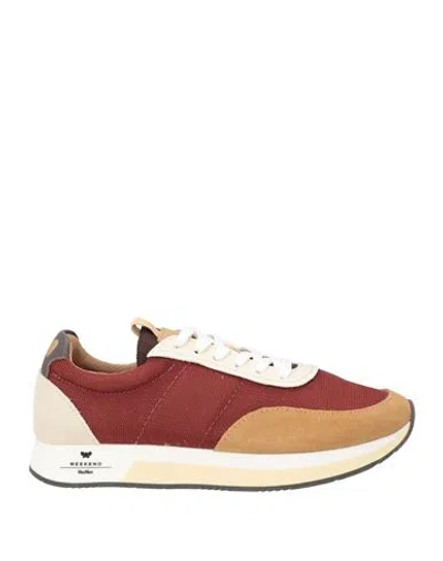 WEEKEND MAX MARA WEEKEND MAX MARA WOMAN SNEAKERS BRICK SIZE 6 LEATHER, TEXTILE FIBERS