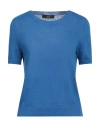 Weekend Max Mara Woman Sweater Azure Size Xl Linen
