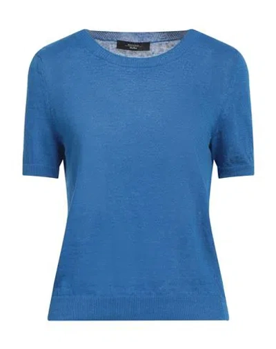 Weekend Max Mara Woman Sweater Azure Size Xl Linen