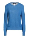 Weekend Max Mara Woman Sweater Bright Blue Size Xl Linen