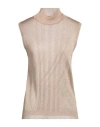 Weekend Max Mara Woman Turtleneck Camel Size L Viscose, Metallic Fiber, Polyamide In Beige