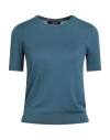 Weekend Max Mara Woman Sweater Deep Teal Size Xl Silk, Cotton In Blue