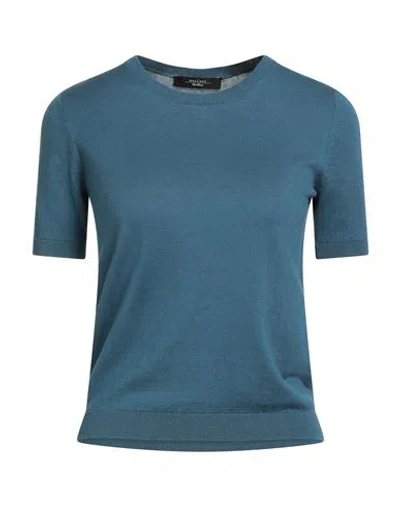 Weekend Max Mara Woman Sweater Deep Teal Size Xl Silk, Cotton In Blue