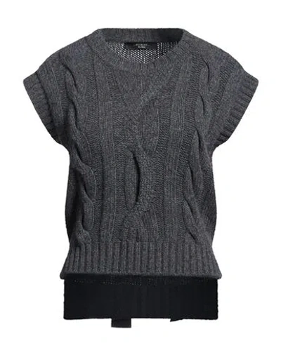 Weekend Max Mara Woman Sweater Grey Size L Virgin Wool In Black