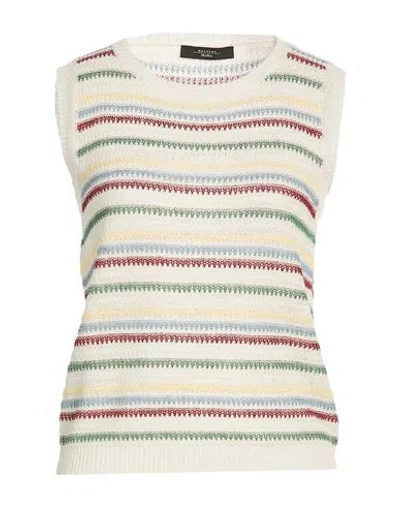 Weekend Max Mara Woman Sweater White Size Xs Linen In Multi