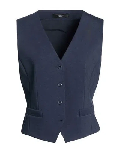 Weekend Max Mara Woman Tailored Vest Navy Size L Lyocell, Cotton, Polyester, Elastane In Blue