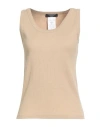 Weekend Max Mara Woman Tank Top Beige Size Xxl Cotton In Neutral