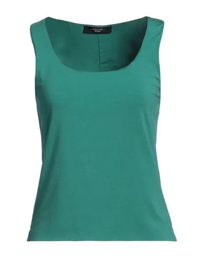 Weekend Max Mara Woman Tank Top Green Size Xs Lyocell, Cotton, Elastane