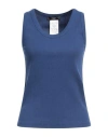 Weekend Max Mara Woman Tank Top Navy Blue Size L Cotton