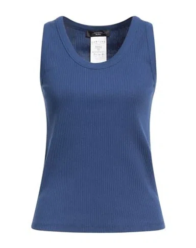 Weekend Max Mara Woman Tank Top Navy Blue Size L Cotton In Navy Blue