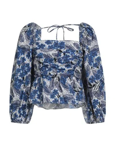 Weekend Max Mara Woman Top Blue Size 12 Cotton, Polyester, Polyamide