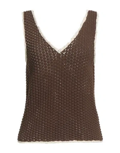 Weekend Max Mara Woman Top Brown Size Xxl Cotton, Acrylic