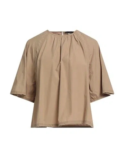 Weekend Max Mara Woman Top Khaki Size 8 Cotton In Brown