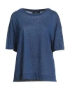 Weekend Max Mara Woman Top Navy Size Xl Linen In Blue