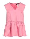 Weekend Max Mara Woman Top Pink Size 12 Cotton, Polyamide, Elastane In Pink