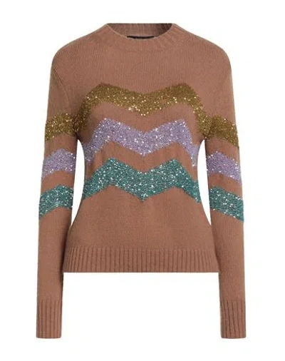 Weekend Max Mara Woman Turtleneck Camel Size M Polyamide, Acrylic, Mohair Wool, Polyester In Brown