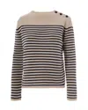 Weekend Max Mara Striped-pattern Button Sweater In Brown