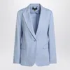 Weekend Max Mara Women's Blue Single-breasted Jacket In Cotton And Linen