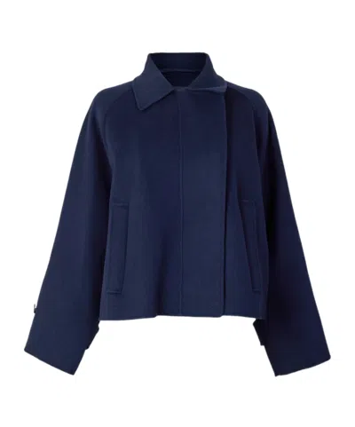 Weekend Max Mara Women's Carella Wool Long Sleeve Boxy Fit Pea Coat In Blue