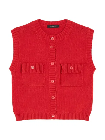 Weekend Max Mara Women's Cotton Blend Yarn Gilet In Red