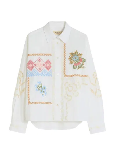 Weekend Max Mara Weekend Maxmara Wkdfonte Cotton Shirt With Lace And Embroidery In White