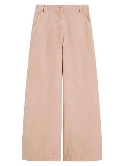 WEEKEND MAX MARA WOMEN'S COTTON CANVAS WIDE LEG TROUSERS
