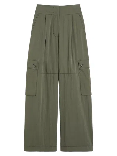 Weekend Max Mara Women's Cotton Gabardine Trousers In Green
